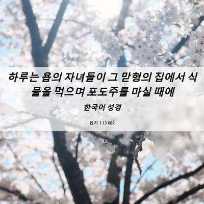 Picture 06 - 욥기 1:13 KOR - 하루는 욥의 자녀들이 그 맏형의 - Bible Verse Picture