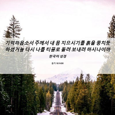 Picture 06 - 욥기 10:9 KOR - 기억하옵소서 주께서 내 몸 - Bible Verse Picture