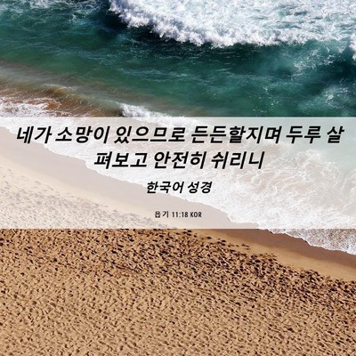 Picture 06 - 욥기 11:18 KOR - 네가 소망이 있으므로 든든할지며 - Bible Verse Picture
