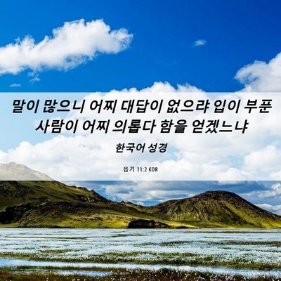 Picture 06 - 욥기 11:2 KOR - 말이 많으니 어찌 대답이 없으랴 - Bible Verse Picture