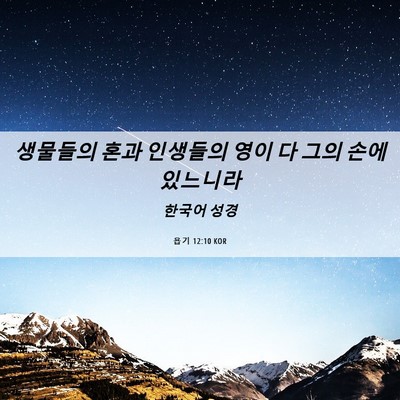 Picture 06 - 욥기 12:10 KOR - 생물들의 혼과 인생들의 영이 다 - Bible Verse Picture