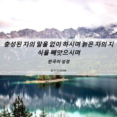 Picture 06 - 욥기 12:20 KOR - 충성된 자의 말을 없이 하시며 늙은 - Bible Verse Picture