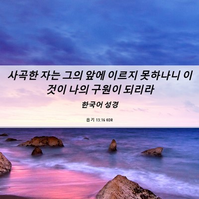 Picture 06 - 욥기 13:16 KOR - 사곡한 자는 그의 앞에 이르지 - Bible Verse Picture