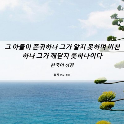 Picture 06 - 욥기 14:21 KOR - 그 아들이 존귀하나 그가 알지 - Bible Verse Picture