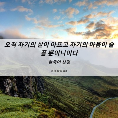 Picture 06 - 욥기 14:22 KOR - 오직 자기의 살이 아프고 자기의 - Bible Verse Picture