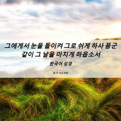 Picture 06 - 욥기 14:6 KOR - 그에게서 눈을 돌이켜 그로 쉬게 - Bible Verse Picture