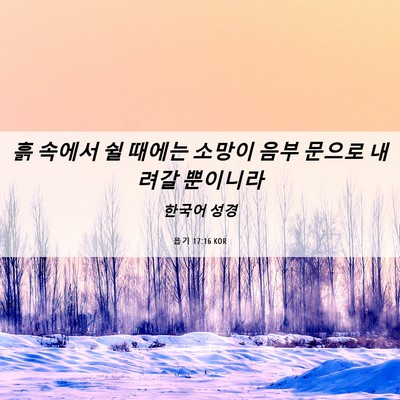 Picture 06 - 욥기 17:16 KOR - 흙 속에서 쉴 때에는 소망이 음부 - Bible Verse Picture