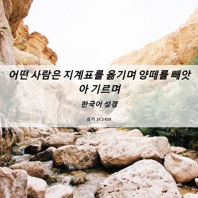 Picture 06 - 욥기 24:2 KOR - 어떤 사람은 지계표를 옮기며 양떼를 - Bible Verse Picture