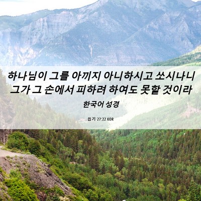 Picture 06 - 욥기 27:22 KOR - 하나님이 그를 아끼지 아니하시고 - Bible Verse Picture