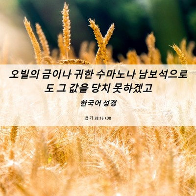 Picture 06 - 욥기 28:16 KOR - 오빌의 금이나 귀한 수마노나 - Bible Verse Picture