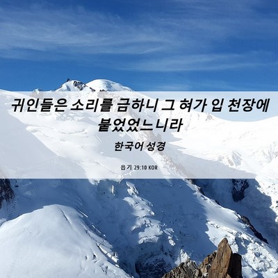 Picture 06 - 욥기 29:10 KOR - 귀인들은 소리를 금하니 그 혀가 입 - Bible Verse Picture