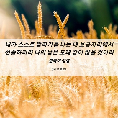 Picture 06 - 욥기 29:18 KOR - 내가 스스로 말하기를 나는 내 - Bible Verse Picture