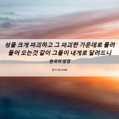 Picture 06 - 욥기 30:14 KOR - 성을 크게 파괴하고 그 파괴한 - Bible Verse Picture
