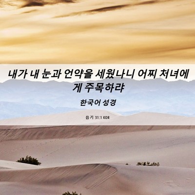 Picture 06 - 욥기 31:1 KOR - 내가 내 눈과 언약을 세웠나니 어찌 - Bible Verse Picture