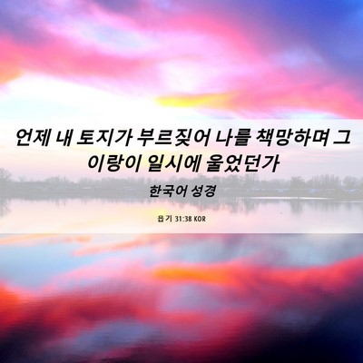 Picture 06 - 욥기 31:38 KOR - 언제 내 토지가 부르짖어 나를 - Bible Verse Picture