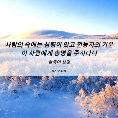 Picture 06 - 욥기 32:8 KOR - 사람의 속에는 심령이 있고 전능자의 - Bible Verse Picture