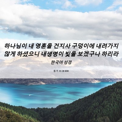 Picture 06 - 욥기 33:28 KOR - 하나님이 내 영혼을 건지사 구덩이에 - Bible Verse Picture