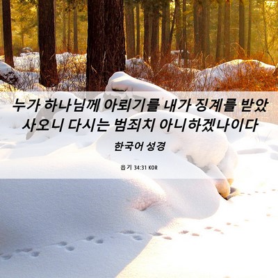 Picture 06 - 욥기 34:31 KOR - 누가 하나님께 아뢰기를 내가 징계를 - Bible Verse Picture
