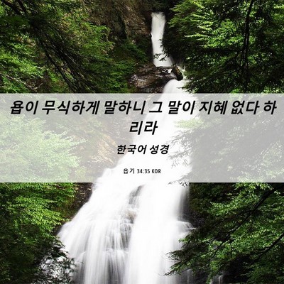 Picture 06 - 욥기 34:35 KOR - 욥이 무식하게 말하니 그 말이 지혜 - Bible Verse Picture