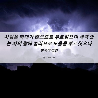 Picture 06 - 욥기 35:9 KOR - 사람은 학대가 많으므로 부르짖으며 - Bible Verse Picture