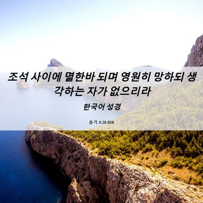 Picture 06 - 욥기 4:20 KOR - 조석 사이에 멸한바 되며 영원히 - Bible Verse Picture