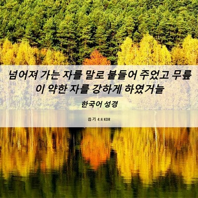 Picture 06 - 욥기 4:4 KOR - 넘어져 가는 자를 말로 붙들어 - Bible Verse Picture
