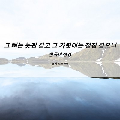 Picture 06 - 욥기 40:18 KOR - 그 뼈는 놋관 같고 그 가릿대는 철장 - Bible Verse Picture