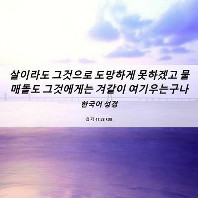 Picture 06 - 욥기 41:28 KOR - 살이라도 그것으로 도망하게 - Bible Verse Picture