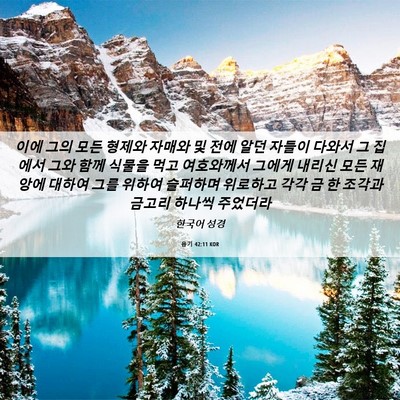 Picture 06 - 욥기 42:11 KOR - 이에 그의 모든 형제와 자매와 및 - Bible Verse Picture