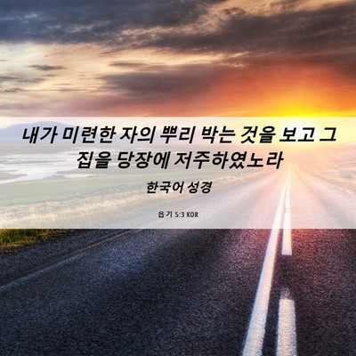 Picture 06 - 욥기 5:3 KOR - 내가 미련한 자의 뿌리 박는 것을 - Bible Verse Picture