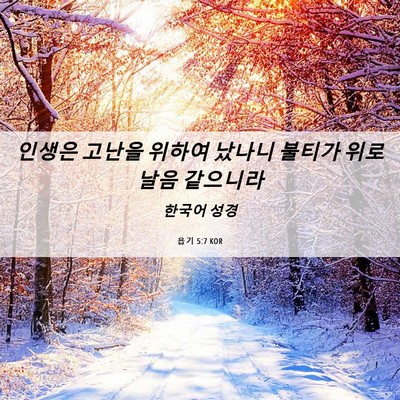 Picture 06 - 욥기 5:7 KOR - 인생은 고난을 위하여 났나니 불티가 - Bible Verse Picture