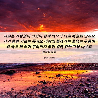 Picture 06 - 유다서 1:12 KOR - 저희는 기탄없이 너희와 함께 먹으니 - Bible Verse Picture