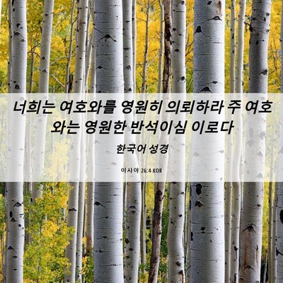 Picture 06 - 이사야 26:4 KOR - 너희는 여호와를 영원히 의뢰하라 주 - Bible Verse Picture