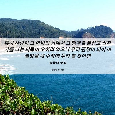 Picture 06 - 이사야 3:6 KOR - 혹시 사람이 그 아비의 집에서 그 - Bible Verse Picture