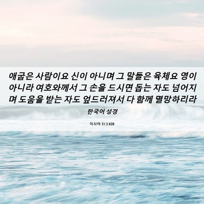 Picture 06 - 이사야 31:3 KOR - 애굽은 사람이요 신이 아니며 그 - Bible Verse Picture