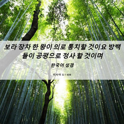 Picture 06 - 이사야 32:1 KOR - 보라 장차 한 왕이 의로 통치할 - Bible Verse Picture
