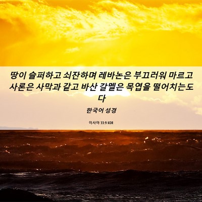 Picture 06 - 이사야 33:9 KOR - 땅이 슬퍼하고 쇠잔하며 레바논은 - Bible Verse Picture