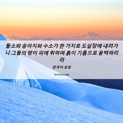 Picture 06 - 이사야 34:7 KOR - 들소와 송아지와 수소가 한 가지로 - Bible Verse Picture