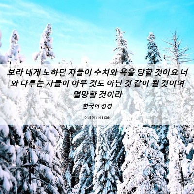 Picture 06 - 이사야 41:11 KOR - 보라 네게 노하던 자들이 수치와 - Bible Verse Picture
