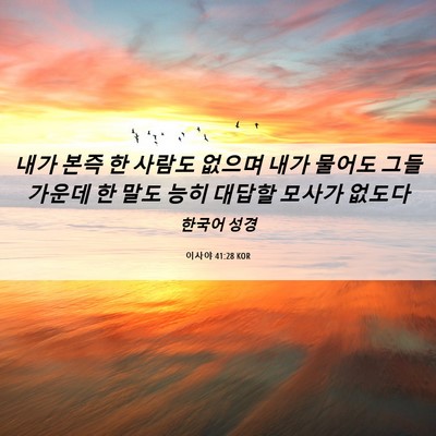 Picture 06 - 이사야 41:28 KOR - 내가 본즉 한 사람도 없으며 내가 - Bible Verse Picture