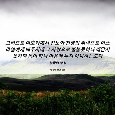Picture 06 - 이사야 42:25 KOR - 그러므로 여호와께서 진노와 전쟁의 - Bible Verse Picture