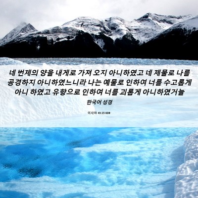 Picture 06 - 이사야 43:23 KOR - 네 번제의 양을 내게로 가져 오지 - Bible Verse Picture
