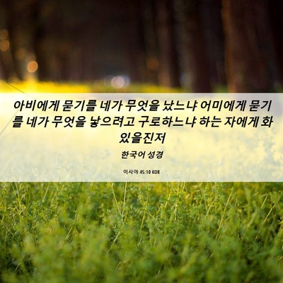 Picture 06 - 이사야 45:10 KOR - 아비에게 묻기를 네가 무엇을 났느냐 - Bible Verse Picture