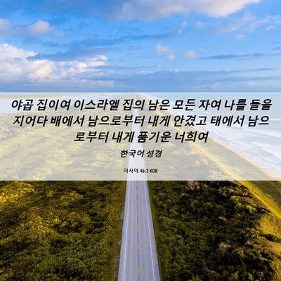 Picture 06 - 이사야 46:3 KOR - 야곱 집이여 이스라엘 집의 남은 - Bible Verse Picture