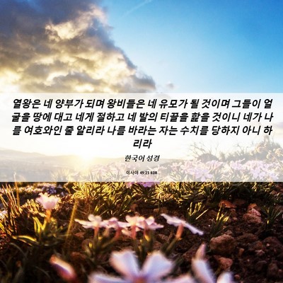 Picture 06 - 이사야 49:23 KOR - 열왕은 네 양부가 되며 왕비들은 네 - Bible Verse Picture