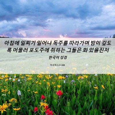 Picture 06 - 이사야 5:11 KOR - 아침에 일찌기 일어나 독주를 - Bible Verse Picture