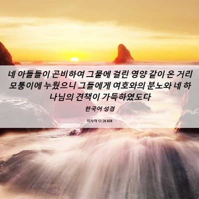 Picture 06 - 이사야 51:20 KOR - 네 아들들이 곤비하여 그물에 걸린 - Bible Verse Picture