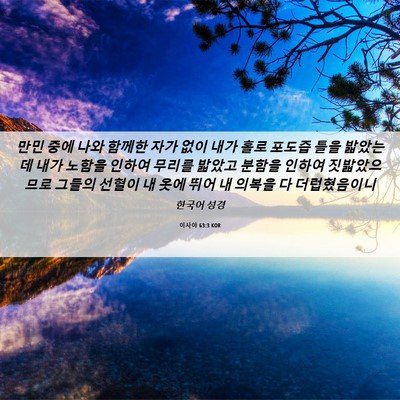 Picture 06 - 이사야 63:3 KOR - 만민 중에 나와 함께한 자가 없이 - Bible Verse Picture