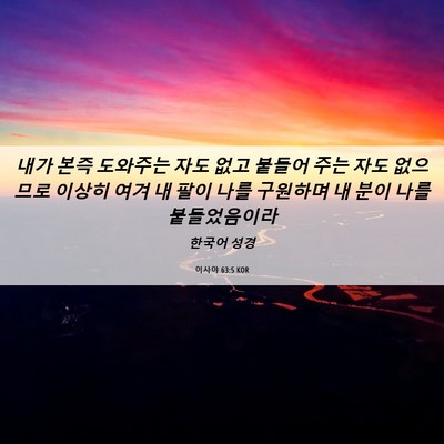 Picture 06 - 이사야 63:5 KOR - 내가 본즉 도와주는 자도 없고 - Bible Verse Picture