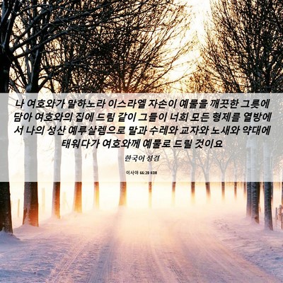 Picture 06 - 이사야 66:20 KOR - 나 여호와가 말하노라 이스라엘 - Bible Verse Picture